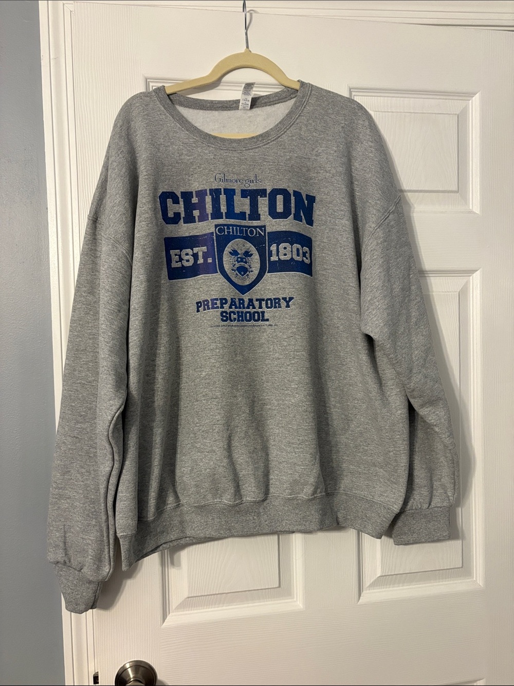 Gilmore Girls Gray Crewneck Sweatshirt with Blue Chilton Logo - XXL